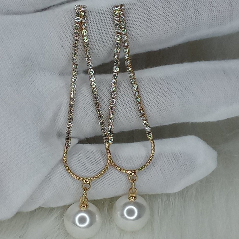 Diamond & Pearl Dangle Earrings